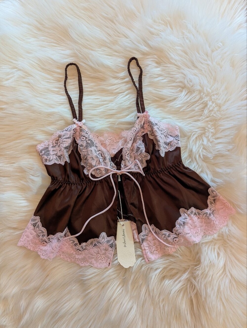 For Love And Lemons Jaden Sleep Top In Chocolate XS NWT